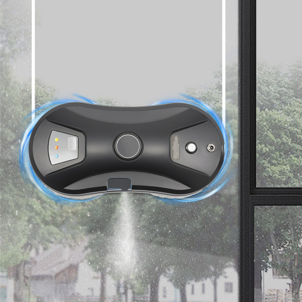 Window Cleaning Machine Smart Glass Cleaning Machine Smart Window Cleaner Remote Control Large Cleaning Area Indicator Lights for Windows Black