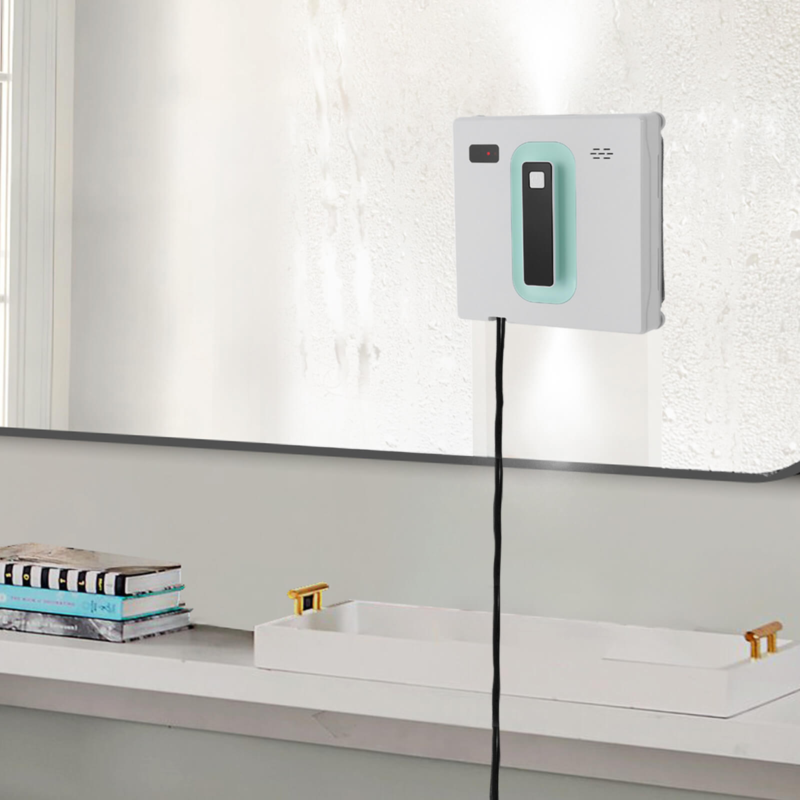 Automatic Window Vacuum Cleaner, Window Cleaner Robot, Window Cleaning Machine, White + Green Automatic Window Vacuum Cleaner, Window Cleaner Robot, Window Cleaning Machine, White + Green