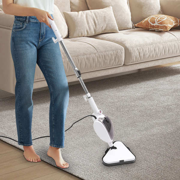 Steam Cleaner Steam Mop Electric Floor Mop For All Kinds Of Flooring Such As Solid Wood Flooring Ceramic Tiles Laminate Flooring White