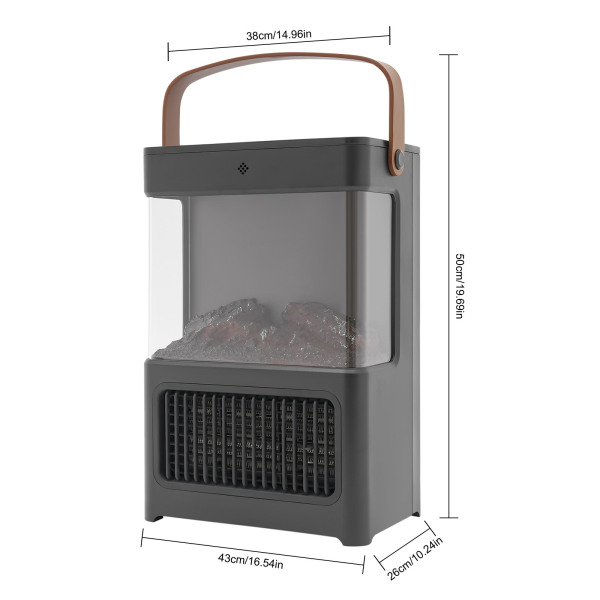 3D Simulation Fireplace Heater Warmer with Remote Control for Room Bedroom (Black)