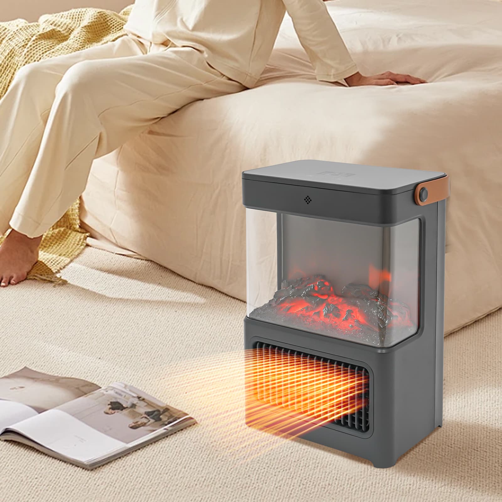 3D Simulation Fireplace Heater Warmer with Remote Control for Room Bedroom (Black) 3D Simulation Fireplace Heater Warmer with Remote Control for Room Bedroom (Black)