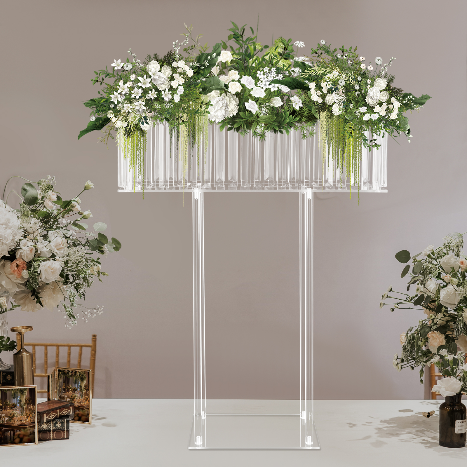 23.62*7.87*30.7in Square Flower Stand, Wedding Flower Stand, Acrylic Flower Stand for Wedding Decorations, Parties, Birthdays, Celebrations 23.62*7.87*30.7in Square Flower Stand, Wedding Flower Stand, Acrylic Flower Stand for Wedding Decorations, Parties, Birthdays, Celebrations