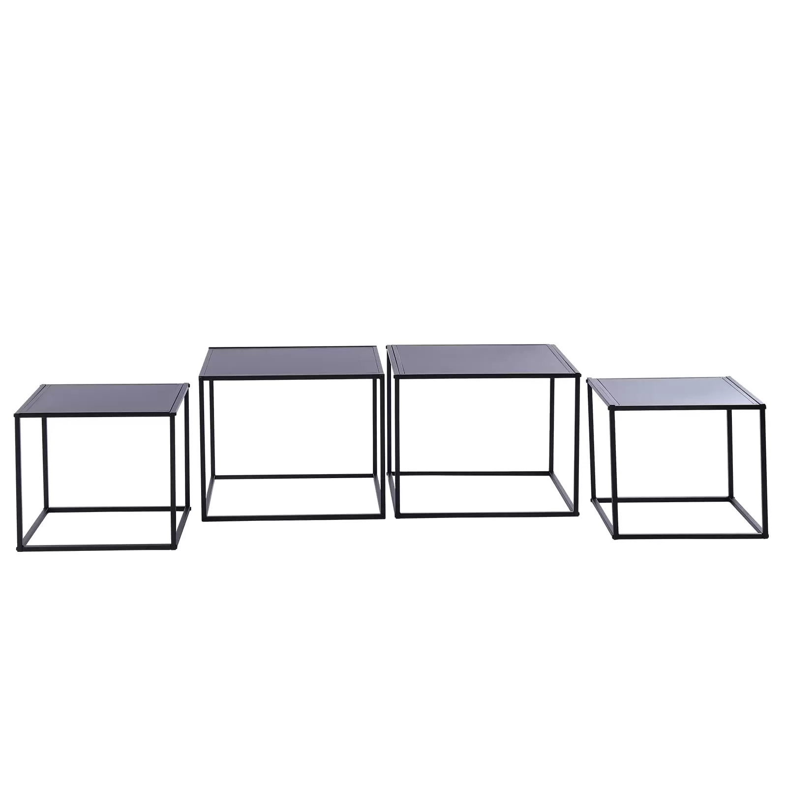 Side Table 4 x Metal Coffee Table Decorative Bedside Table Coffee Table for Living Room Patio Garden Black