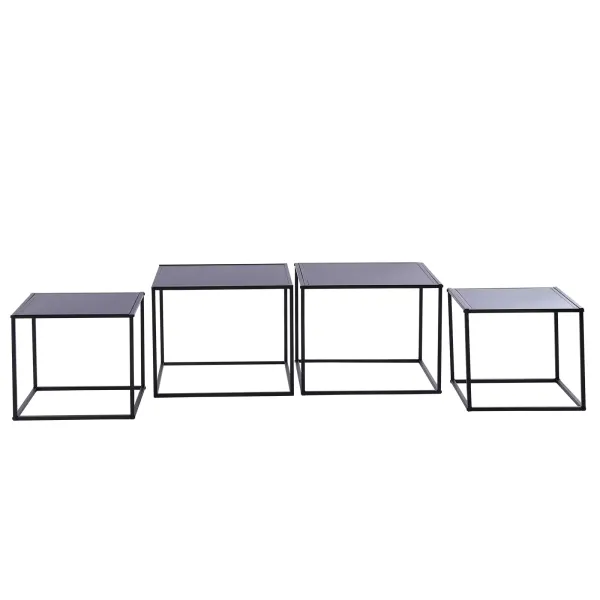 Side Table 4 x Metal Coffee Table Decorative Bedside Table Coffee Table for Living Room Patio Garden Black