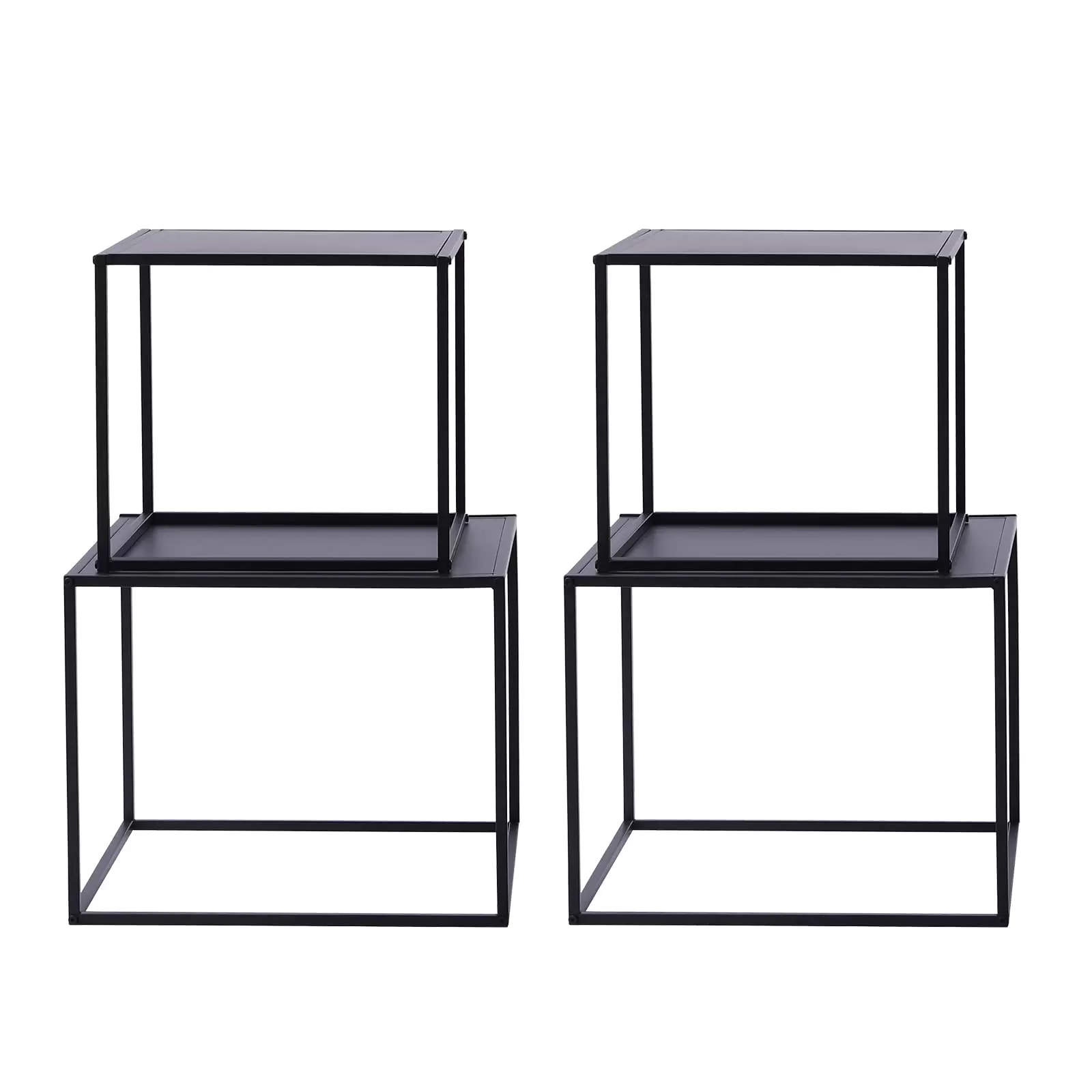 Side Table 4 x Metal Coffee Table Decorative Bedside Table Coffee Table for Living Room Patio Garden Black