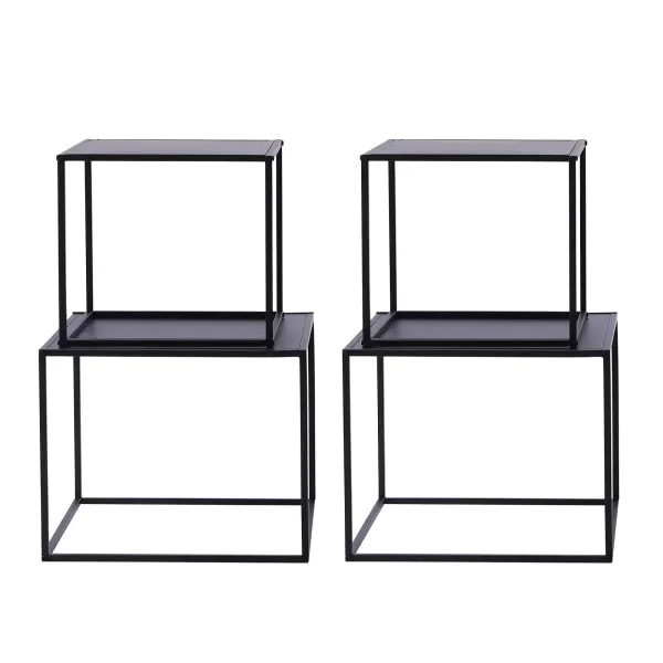 Side Table 4 x Metal Coffee Table Decorative Bedside Table Coffee Table for Living Room Patio Garden Black