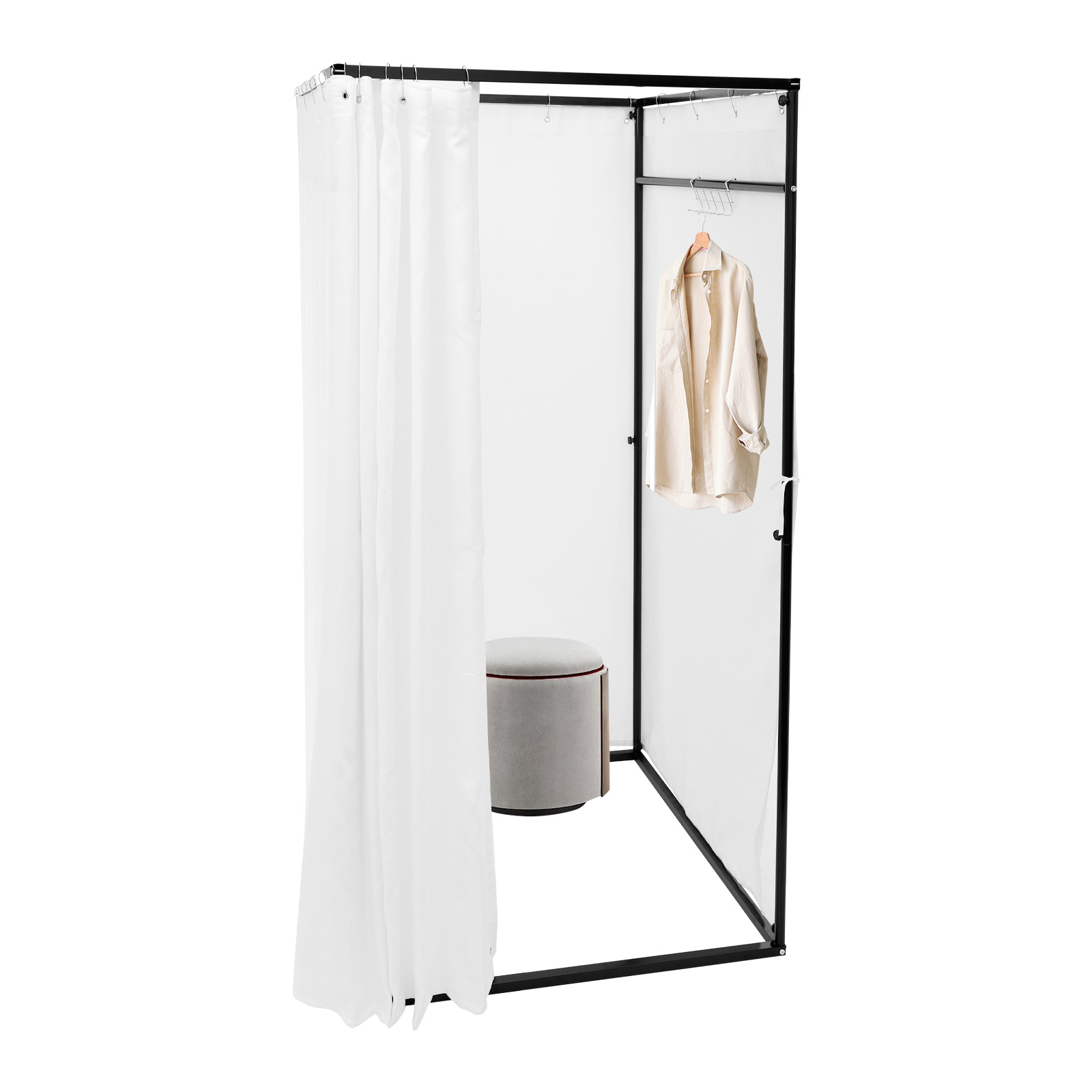 100x100x200cm Portable Clothing Store Fitting Room, Clothing Store Fitting Room, Dressing Room Fitting Room - White