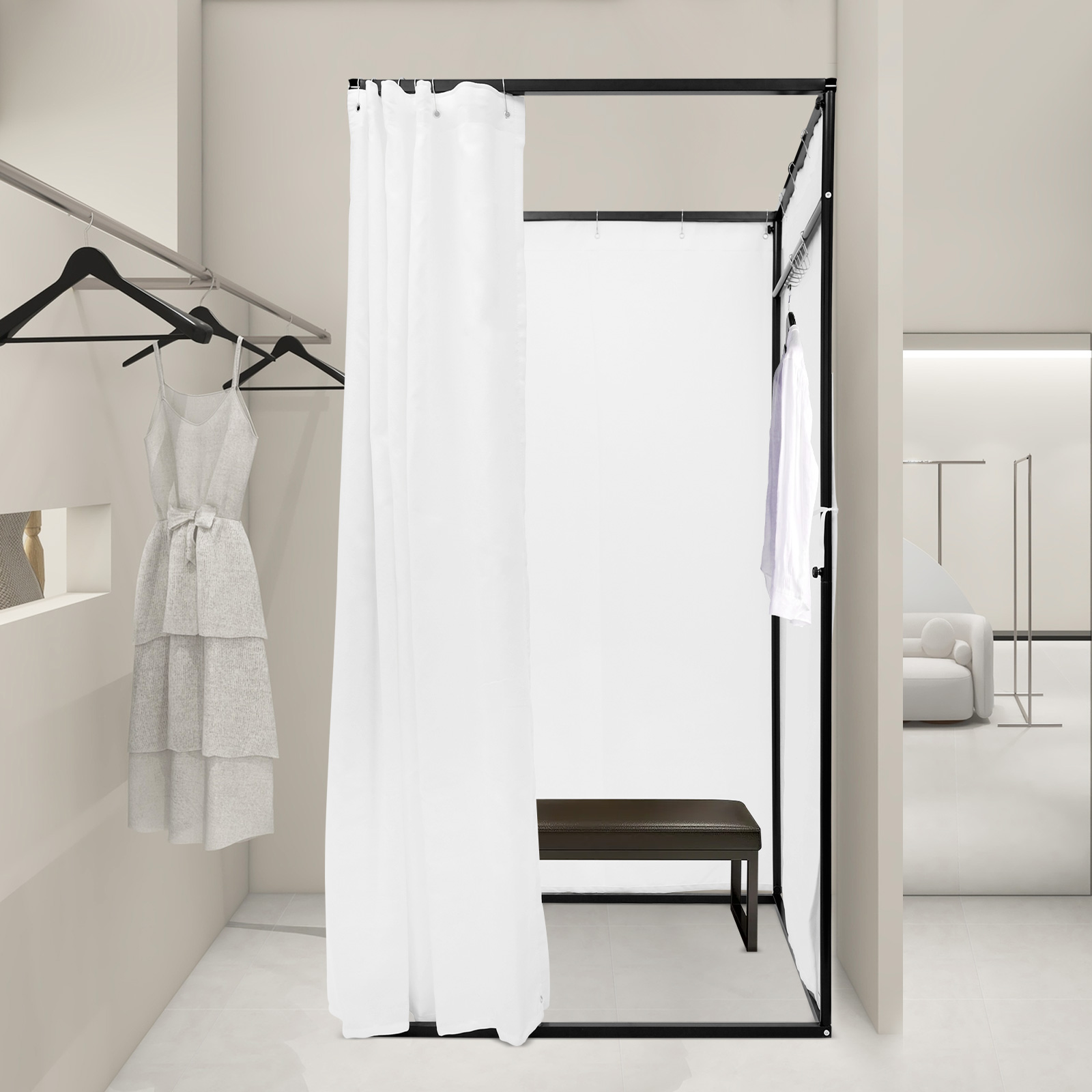 100x100x200cm Portable Clothing Store Fitting Room, Clothing Store Fitting Room, Dressing Room Fitting Room - White 100x100x200cm Portable Clothing Store Fitting Room, Clothing Store Fitting Room, Dressing Room Fitting Room - White