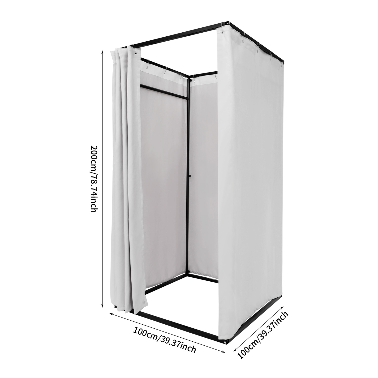 100x100x200cm Portable Clothing Store Fitting Room, Clothing Store Fitting Room, Dressing Room Fitting Room - Grey