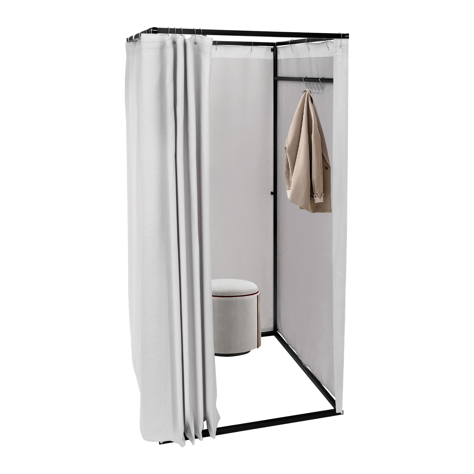 100x100x200cm Portable Clothing Store Fitting Room, Clothing Store Fitting Room, Dressing Room Fitting Room - Grey