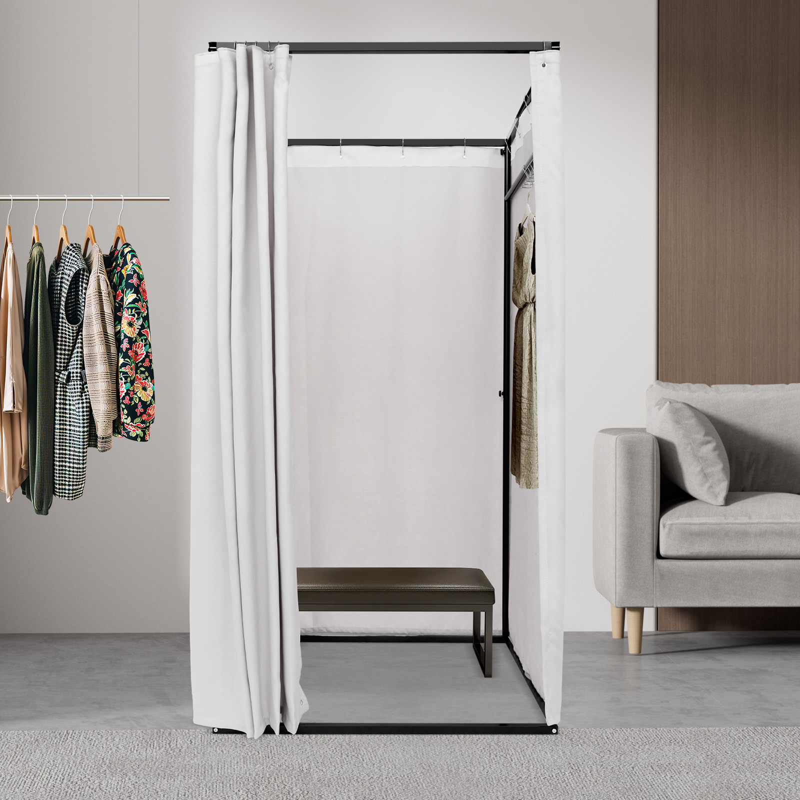100x100x200cm Portable Clothing Store Fitting Room, Clothing Store Fitting Room, Dressing Room Fitting Room - Grey 100x100x200cm Portable Clothing Store Fitting Room, Clothing Store Fitting Room, Dressing Room Fitting Room - Grey