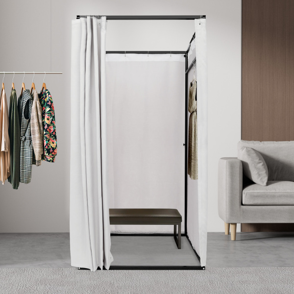 100x100x200cm Portable Clothing Store Fitting Room, Clothing Store Fitting Room, Dressing Room Fitting Room - Grey