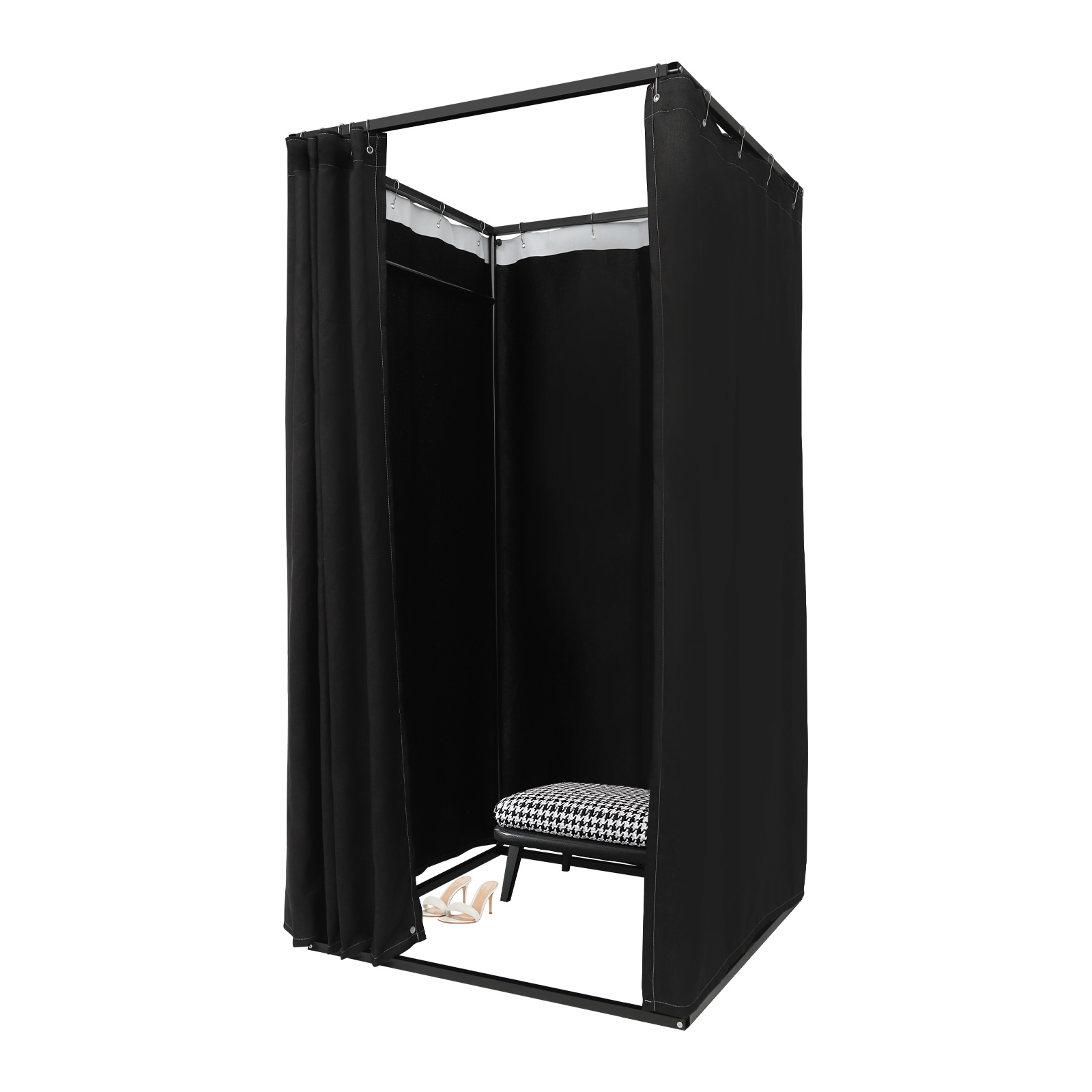 100x100x200cm Portable Clothing Store Fitting Room, Clothing Store Fitting Room, Dressing Room Fitting Room - Black