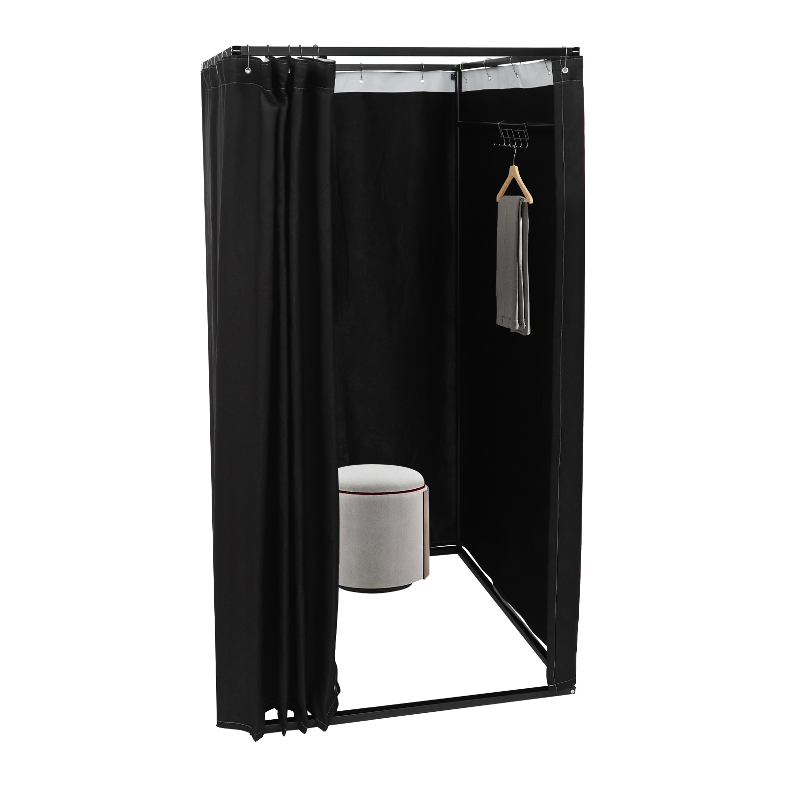 100x100x200cm Portable Clothing Store Fitting Room, Clothing Store Fitting Room, Dressing Room Fitting Room - Black