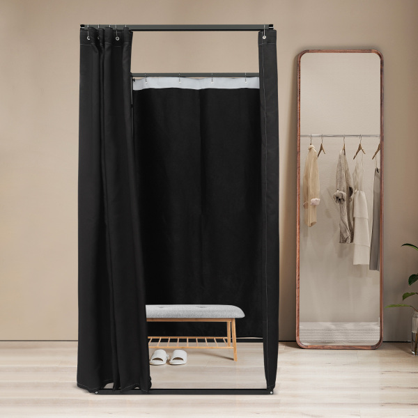 100x100x200cm Portable Clothing Store Fitting Room, Clothing Store Fitting Room, Dressing Room Fitting Room - Black
