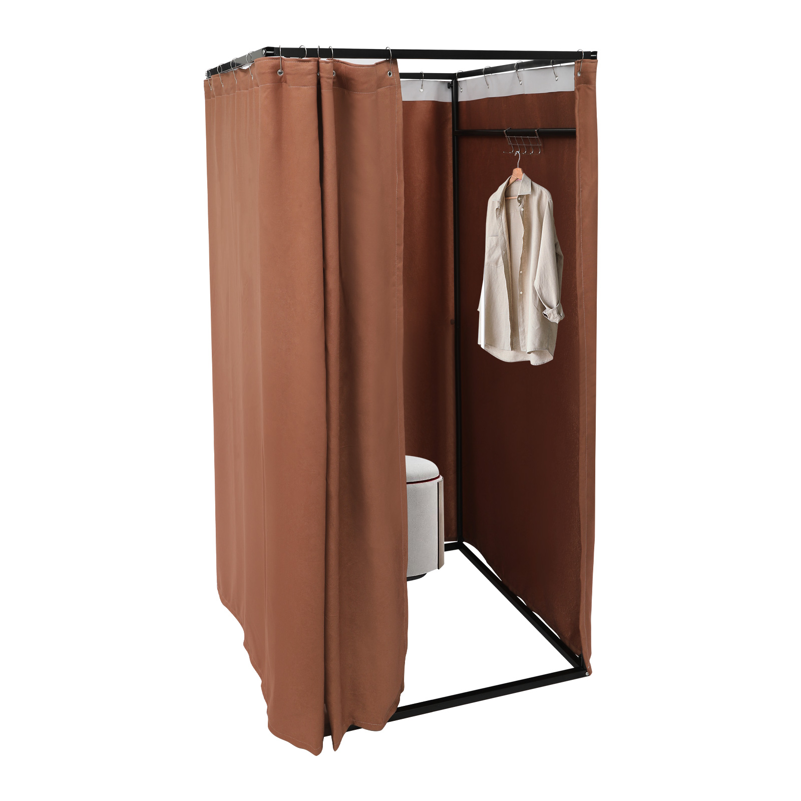 100x100x200cm Portable Clothing Store Fitting Room, Clothing Store Fitting Room, Dressing Room Fitting Room - Coffee Color