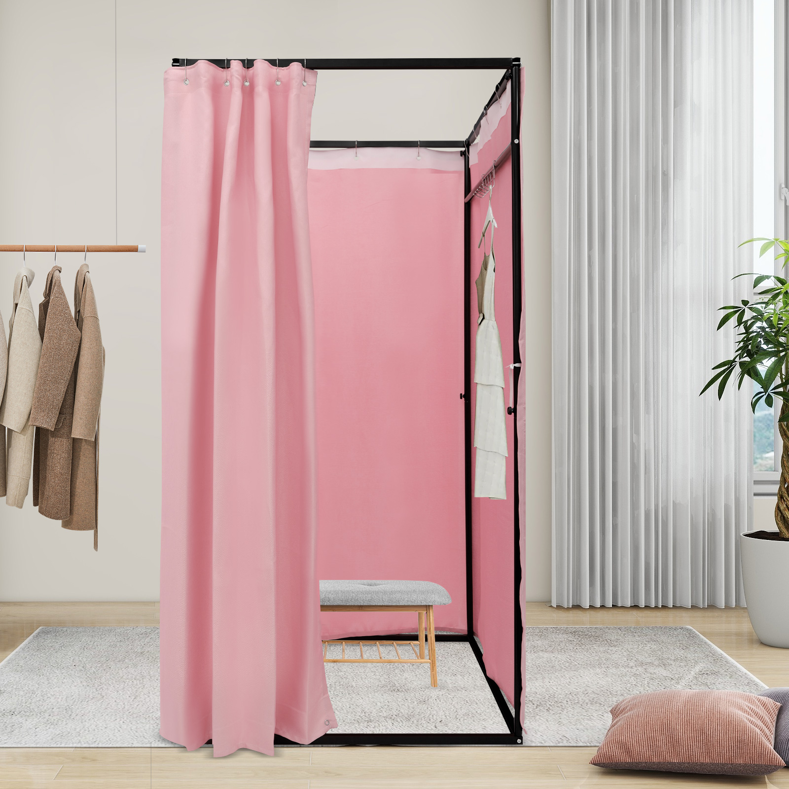 100x100x200cm Portable Clothing Store Fitting Room, Clothing Store Fitting Room, Dressing Room Fitting Room - Pink 100x100x200cm Portable Clothing Store Fitting Room, Clothing Store Fitting Room, Dressing Room Fitting Room - Pink