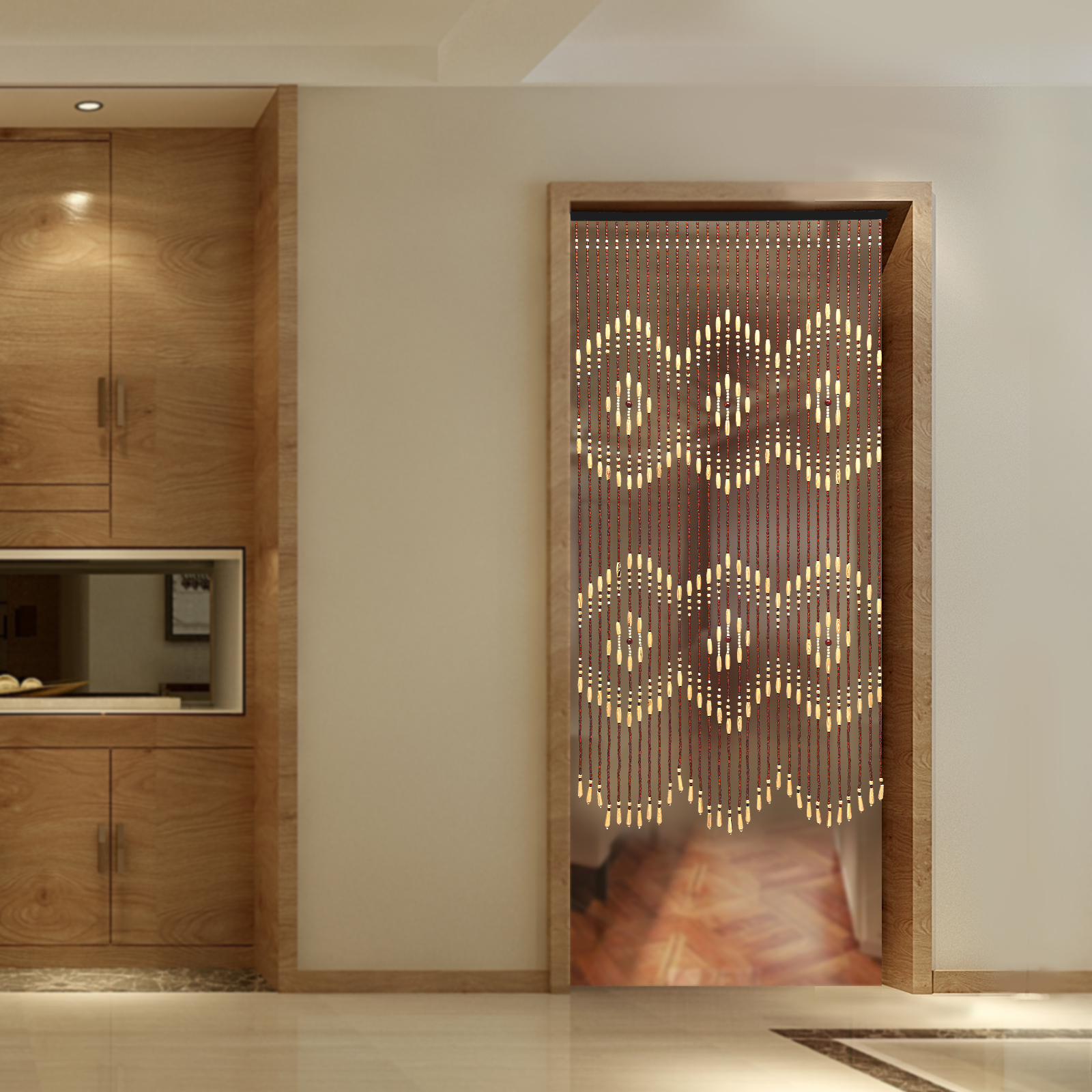 35.43*68.9inch Natural Wooden Door Beaded Curtain, Doorway Beads, Front Door Decor Curtains, Beige Brown Door Curtain Beads 35.43*68.9inch Natural Wooden Door Beaded Curtain, Doorway Beads, Front Door Decor Curtains, Beige Brown Door Curtain Beads