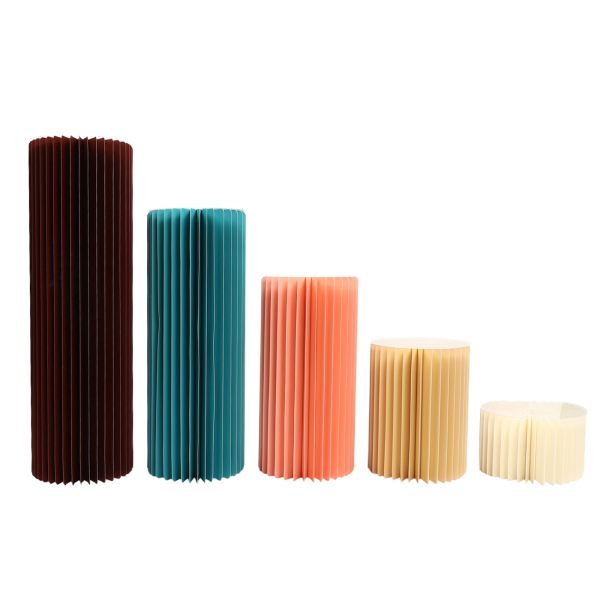 Foldable Paper Columns Display Pedestals Stands for Wedding Engagement Birthday Party Decoration Five Packs White Champagne Light Pink Blue Red
