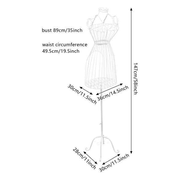 Model Display Stand, Mannequin Dress Form Display Stand, Female Dress Form Stand for Sewing Display - White Model Display Stand, Mannequin Dress Form Display Stand, Female Dress Form Stand for Sewing Display - White
