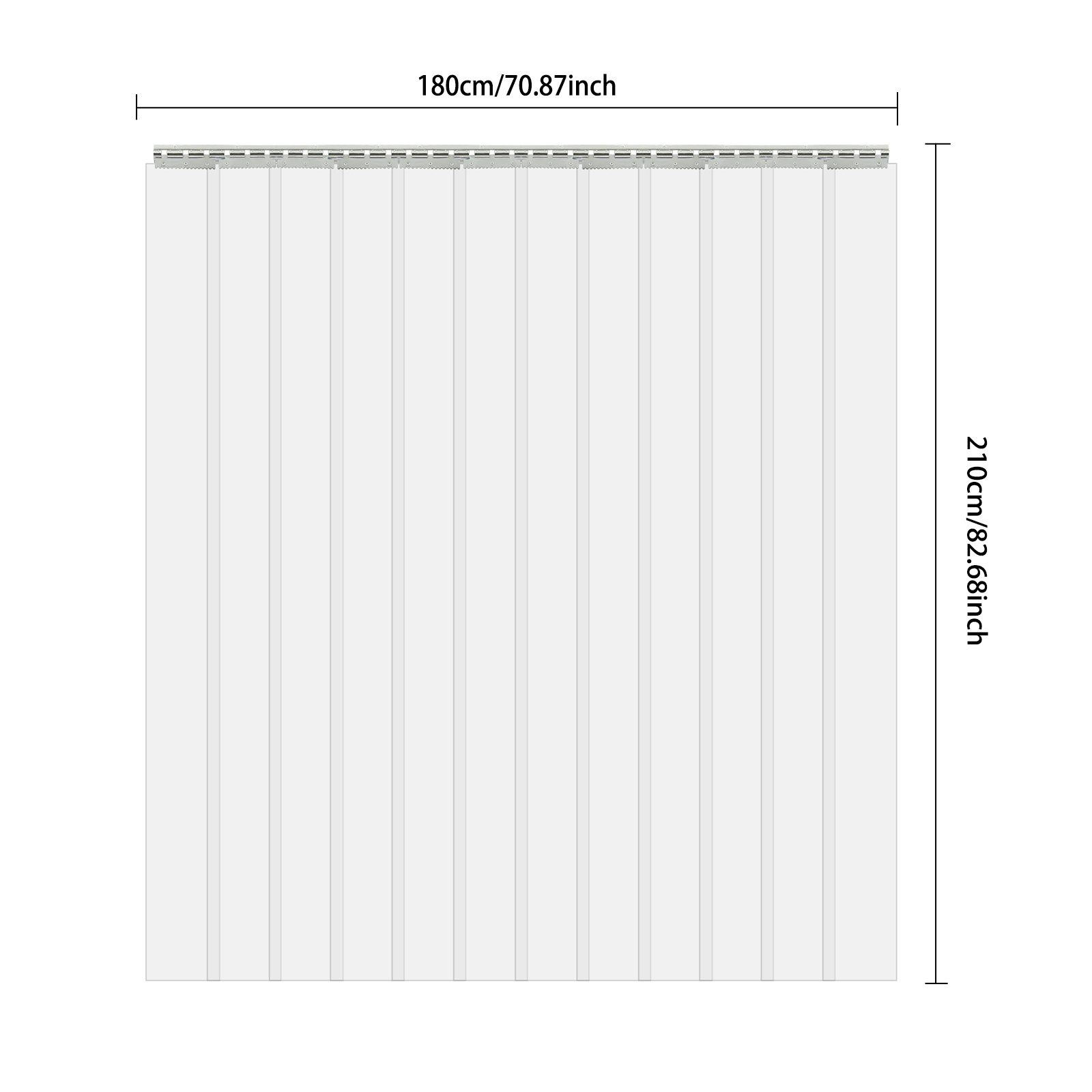 210 * 180cm 12 Plastic Strip Door Curtain Kit, PVC Freezer Door Curtain, Door Curtain for Warehouse Garage Industry