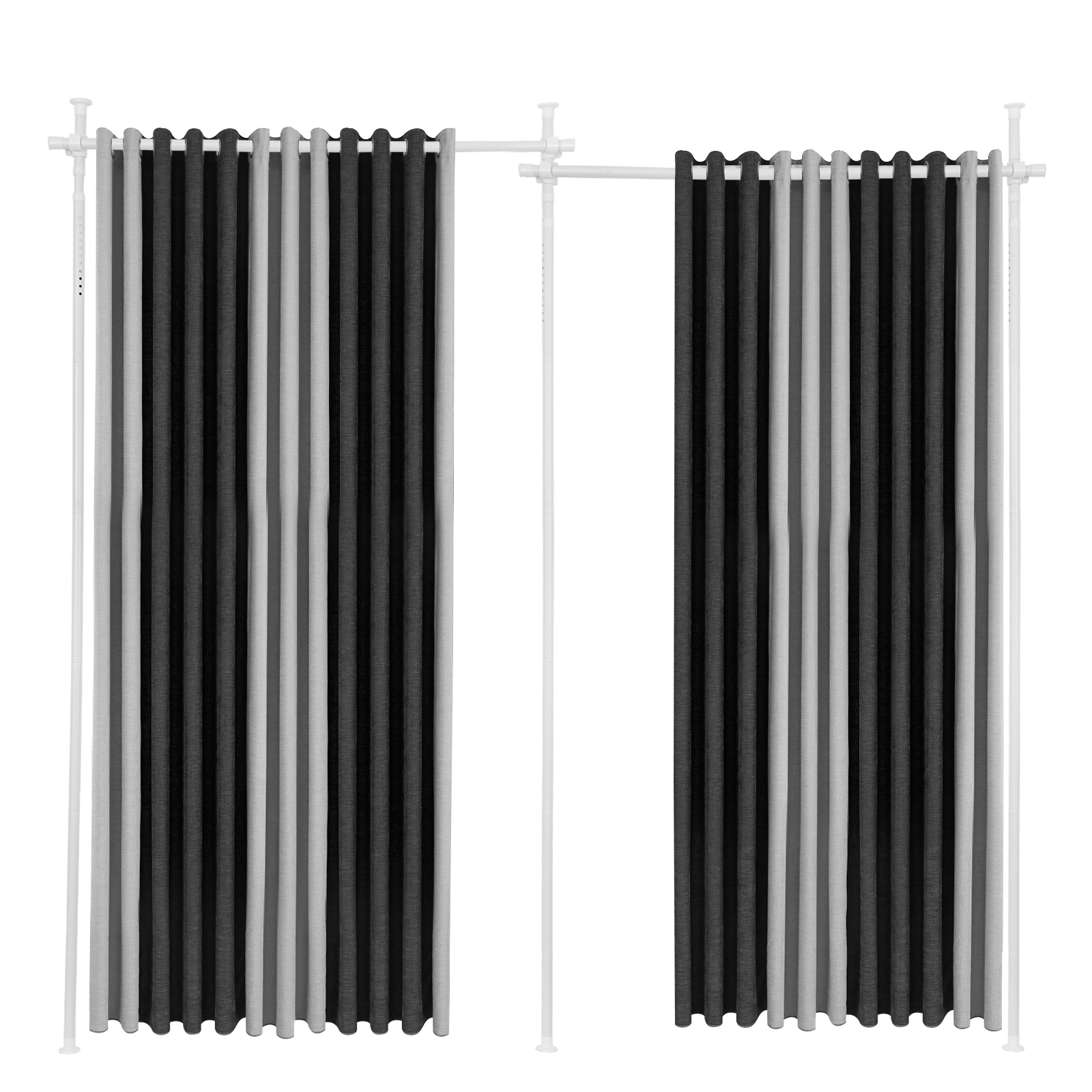 Double Curtain Divider Stand, Expandable Curtain Rod Room Divider, Vertical Curtain Stand - White Pole