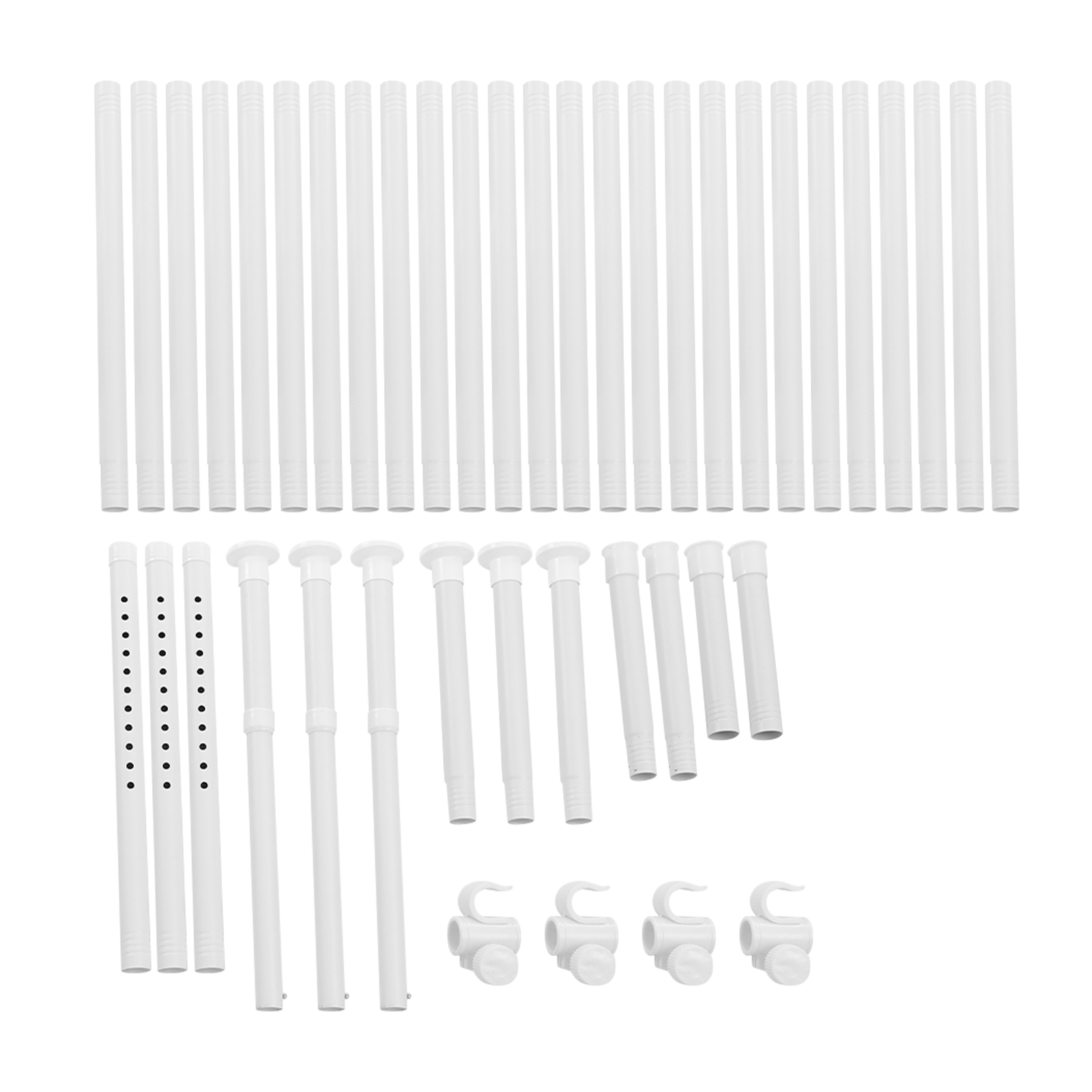 Double Curtain Divider Stand, Expandable Curtain Rod Room Divider, Vertical Curtain Stand - White Pole Double Curtain Divider Stand, Expandable Curtain Rod Room Divider, Vertical Curtain Stand - White Pole