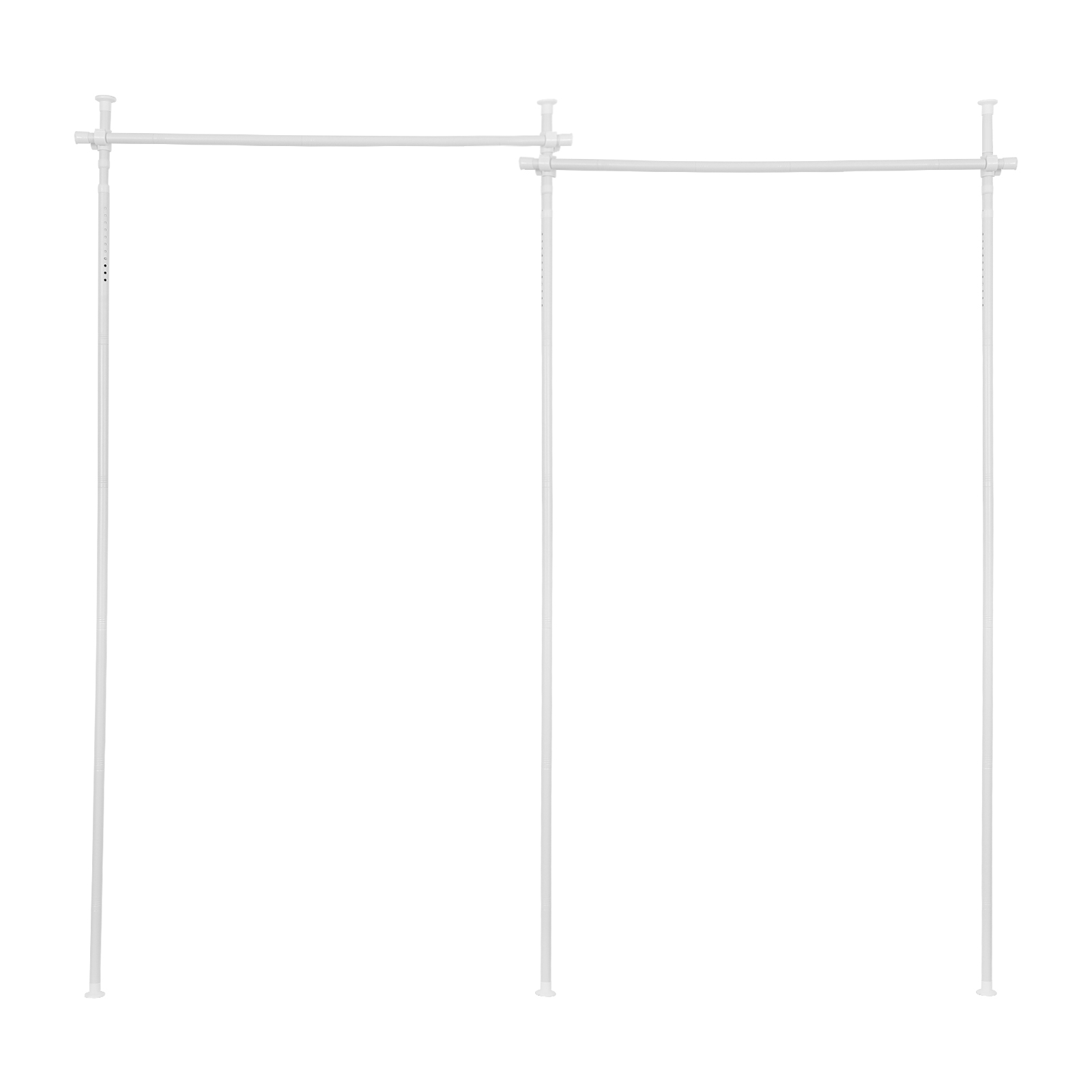 Double Curtain Divider Stand, Expandable Curtain Rod Room Divider, Vertical Curtain Stand - White Pole Double Curtain Divider Stand, Expandable Curtain Rod Room Divider, Vertical Curtain Stand - White Pole