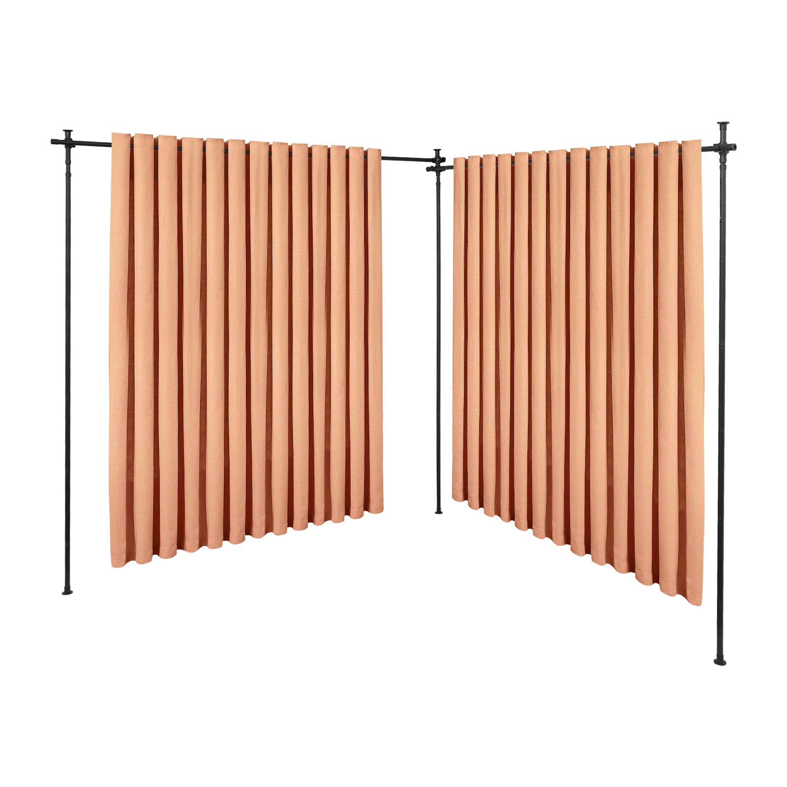 Double Curtain Divider Stand, Expandable Curtain Rod Room Divider, Vertical Curtain Stand - Black Pole