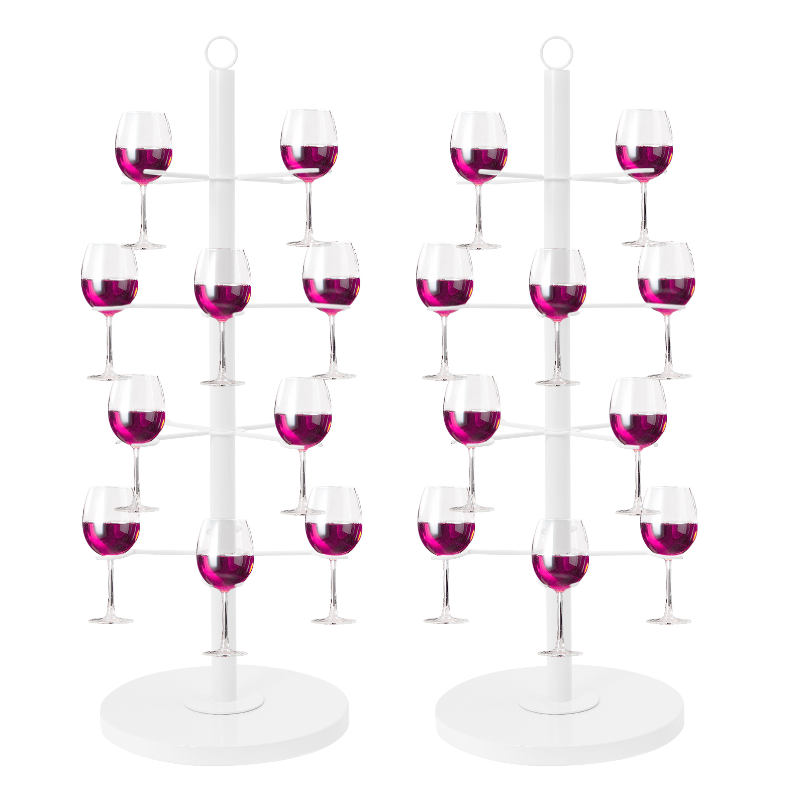 2pcs Wine Glass Display Stand, Champagne Tower, 4 Tier Cocktail Tree Stand - White