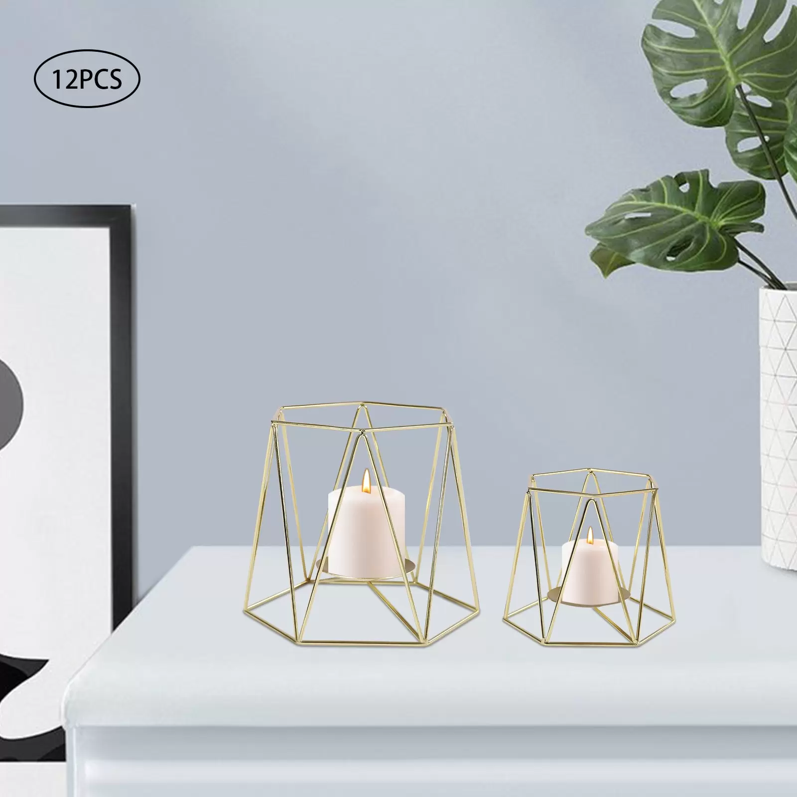 Pillar Candle Holder Candle Holders 6 Sets (12 Pcs) Geometric Tealight Holders Gold Metal Candle Holder (S + L) Pillar Candle Holder Candle Holders 6 Sets (12 Pcs) Geometric Tealight Holders Gold Metal Candle Holder (S + L)