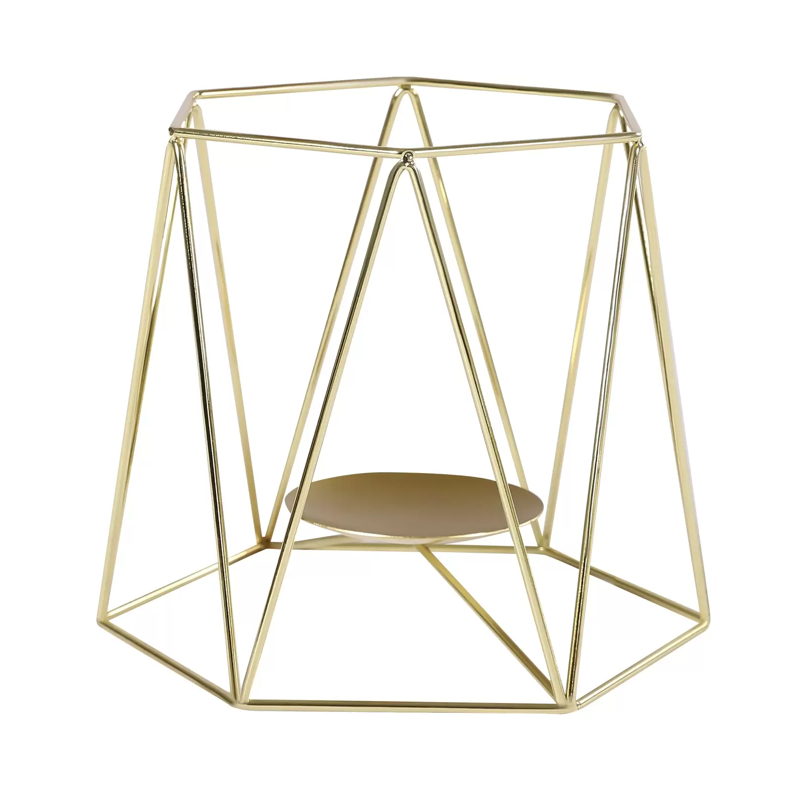 Pillar Candle Holder Candle Holders 6 Sets (12 Pcs) Geometric Tealight Holders Gold Metal Candle Holder (S + L)