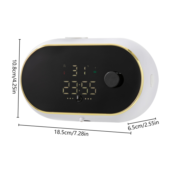 Automatic Soap Dispenser Wall Mount White Soap Dispenser with Temperature and Time Display For Ordinary Hand Sanitizers 7.28*2.56*4.25in White Automatic Soap Dispenser Wall Mount White Soap Dispenser with Temperature and Time Display For Ordinary Hand Sanitizers 7.28*2.56*4.25in White