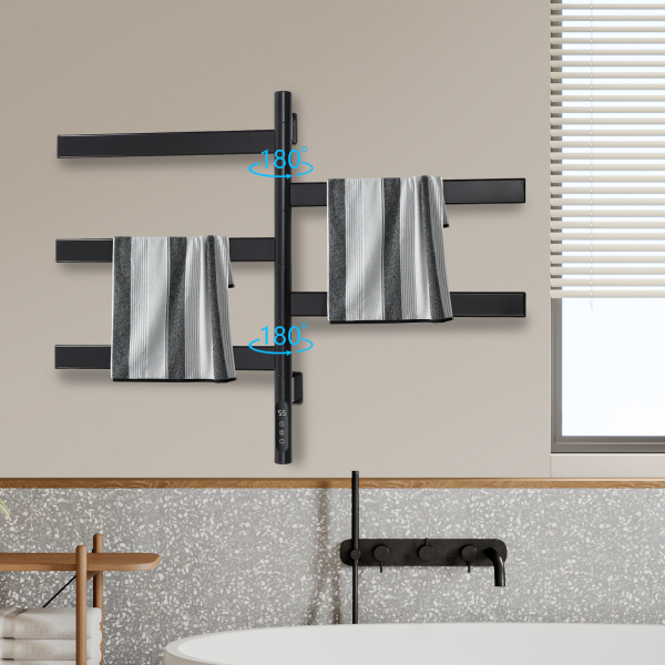CNCEST Rotating Towel Rail Electric Towel Warmer Electric Towel Dryer with 180° Rotation Black CNCEST Rotating Towel Rail Electric Towel Warmer Electric Towel Dryer with 180° Rotation Black