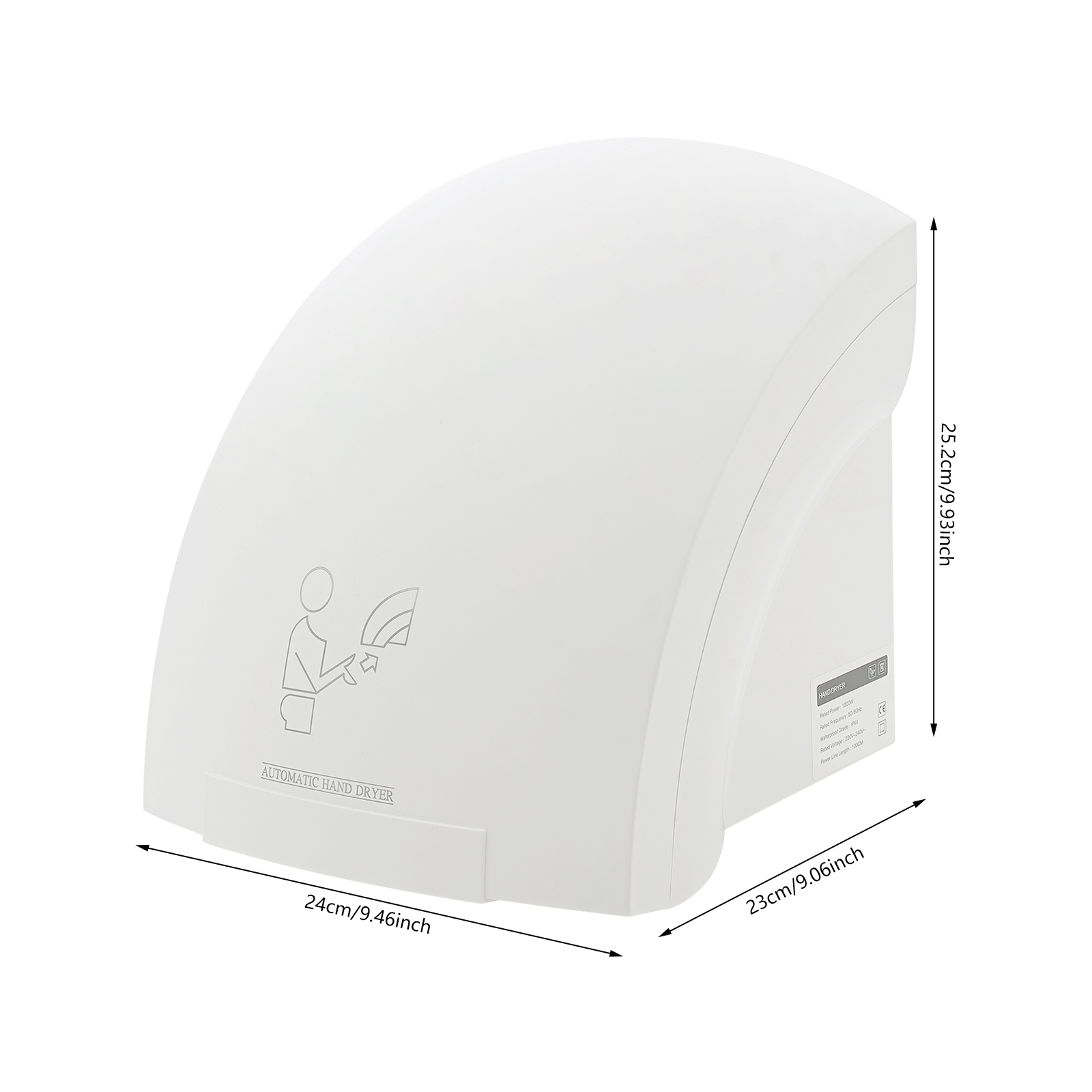 Electric Hand Dryer, Commercial Compact Air Hand Dryer, Automatic Hand Air Dryer  - White
