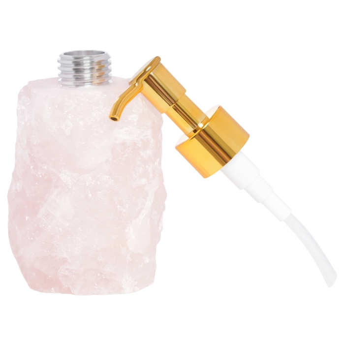 2 Pack Natural Pink Crystal Stone Pressed Bottle, Crystal Stone Soap Dispenser 2 Pack Natural Pink Crystal Stone Pressed Bottle, Crystal Stone Soap Dispenser