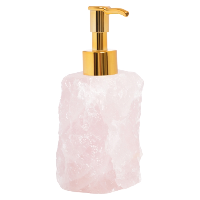 2 Pack Natural Pink Crystal Stone Pressed Bottle, Crystal Stone Soap Dispenser 2 Pack Natural Pink Crystal Stone Pressed Bottle, Crystal Stone Soap Dispenser