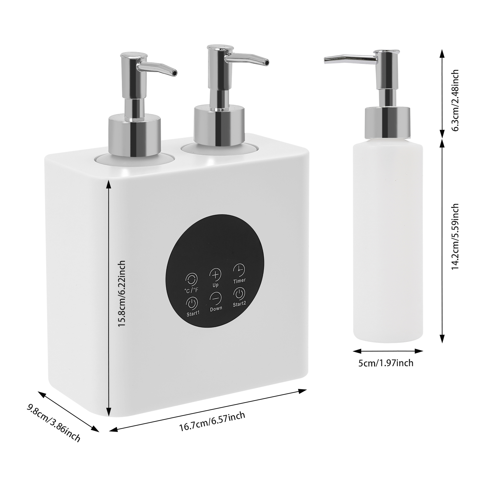 Massage Oil Warmer with Oil Bottle Dispensers, Electric Massage Oil Warmer, Massage Oil Warmer - Double Bottle White