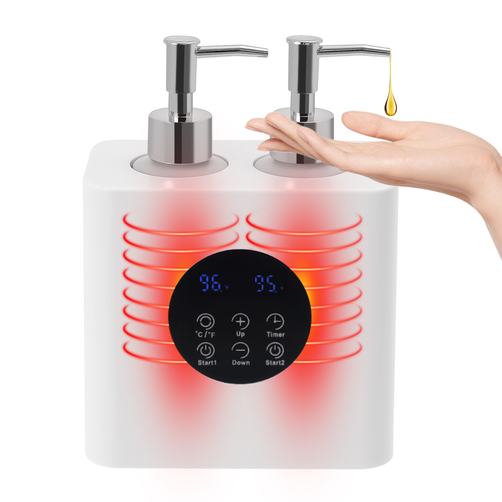 Massage Oil Warmer with Oil Bottle Dispensers, Electric Massage Oil Warmer, Massage Oil Warmer - Double Bottle White