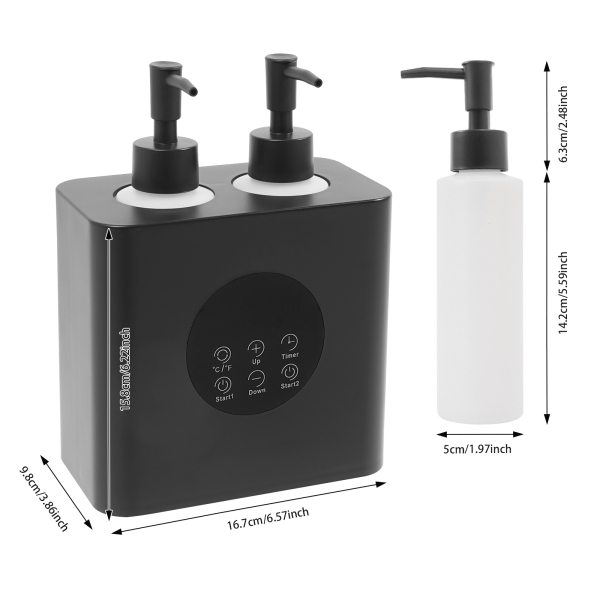 Massage Oil Warmer with Oil Bottle Dispensers, Electric Massage Oil Warmer, Massage Oil Warmer - Double Bottle Black