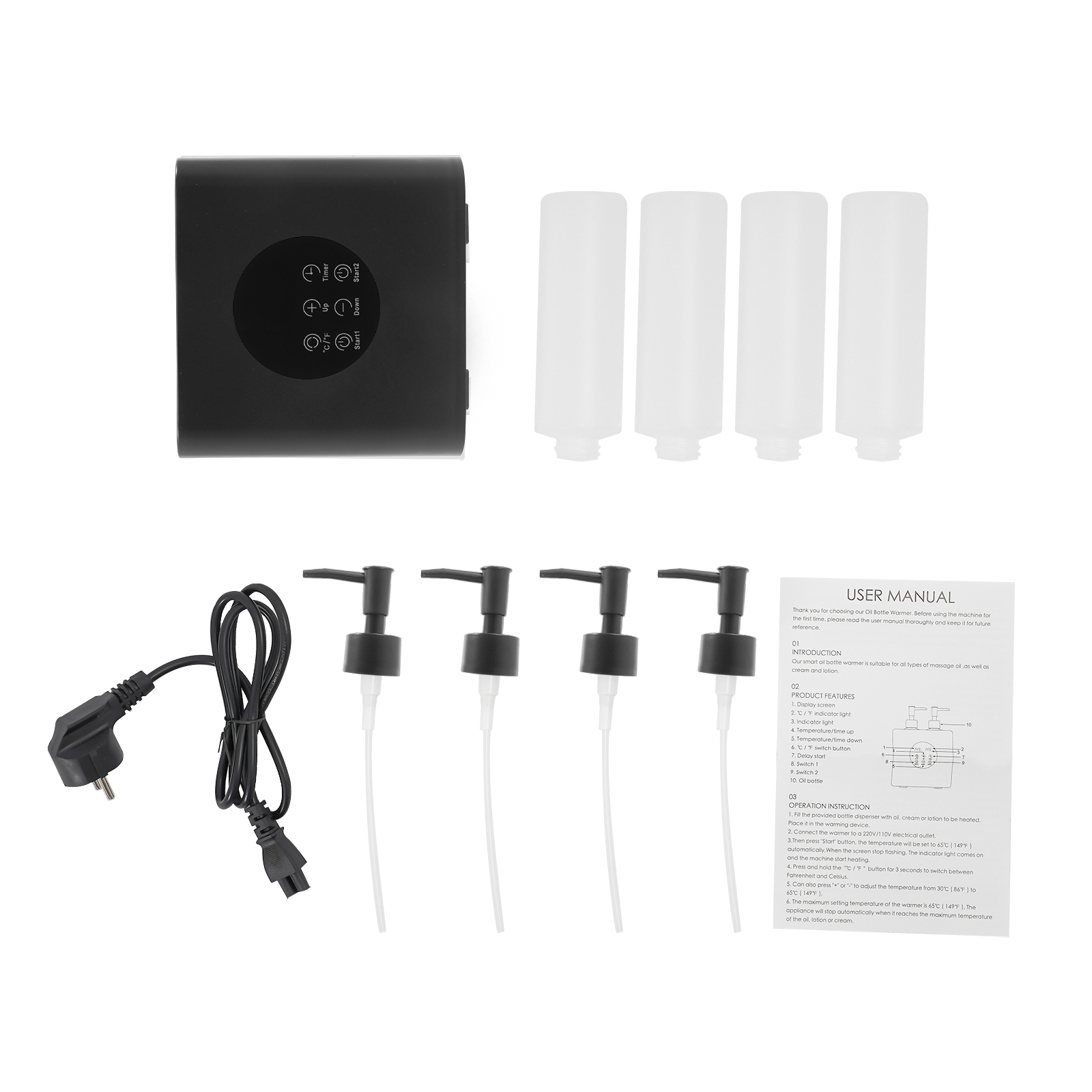 Massage Oil Warmer with Oil Bottle Dispensers, Electric Massage Oil Warmer, Massage Oil Warmer - Double Bottle Black Massage Oil Warmer with Oil Bottle Dispensers, Electric Massage Oil Warmer, Massage Oil Warmer - Double Bottle Black