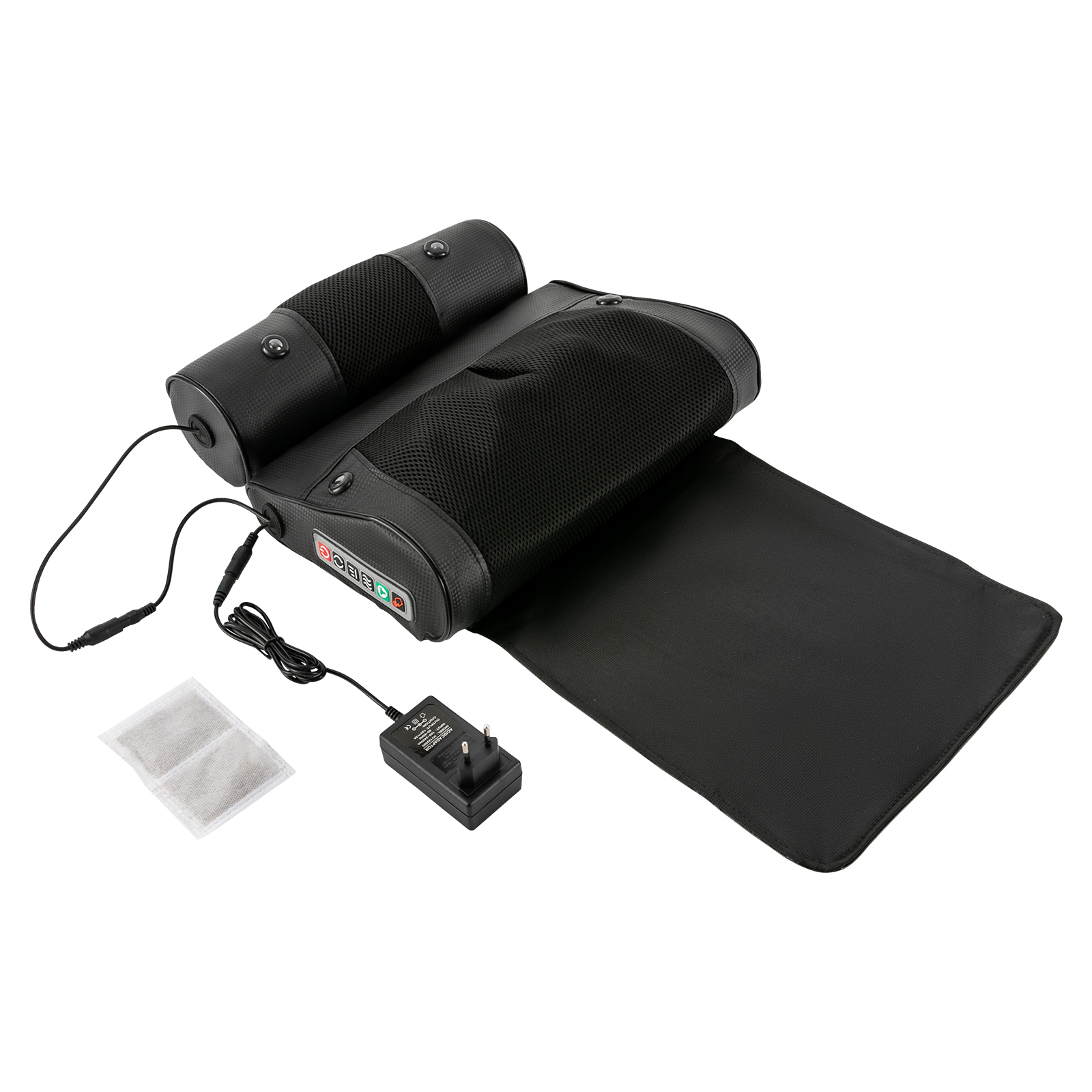 Neck and back massager, Kneading massage cushion to relax the back and shoulders, Ergonomic design, Black Neck and back massager, Kneading massage cushion to relax the back and shoulders, Ergonomic design, Black