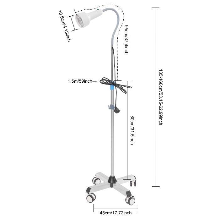 Four-legged mobile lighting cold light, adjustable height, LED inspection light-White Four-legged mobile lighting cold light, adjustable height, LED inspection light-White