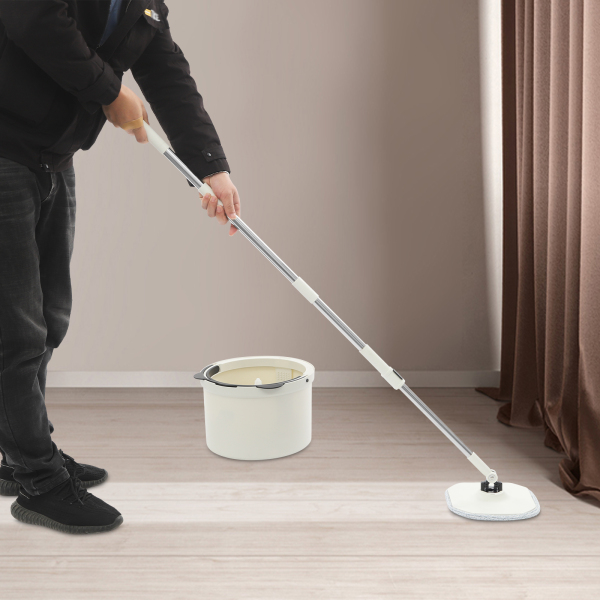 Spin Mop and Bucket, Spin Mop and Bucket Kit for Home, Spinning Mop Bucket Kit - White/Black