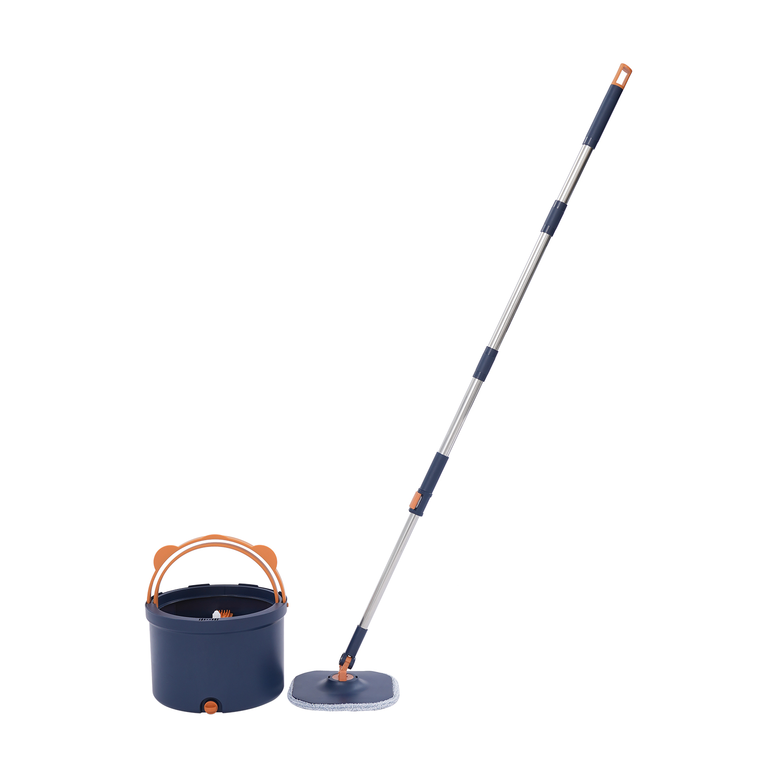Spin Mop and Bucket, Spin Mop and Bucket Kit for Home, Spinning Mop Bucket Kit - Dark Blue