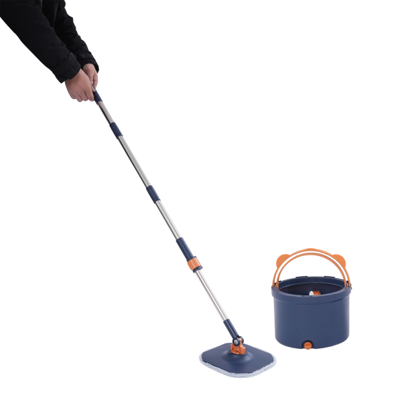 Spin Mop and Bucket, Spin Mop and Bucket Kit for Home, Spinning Mop Bucket Kit - Dark Blue
