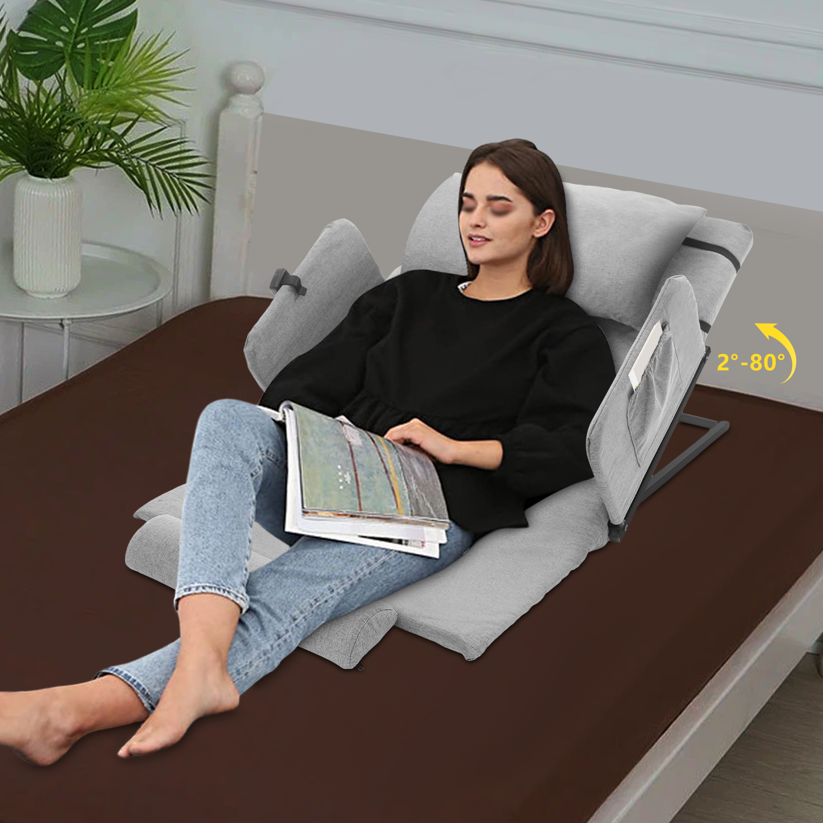 Electric Lifting Adjustable Bed Back Rest, Electric Lift Backrest Bed, Electric Auxiliary Backrest + Fixed armrest (Gray) Electric Lifting Adjustable Bed Back Rest, Electric Lift Backrest Bed, Electric Auxiliary Backrest + Fixed armrest (Gray)