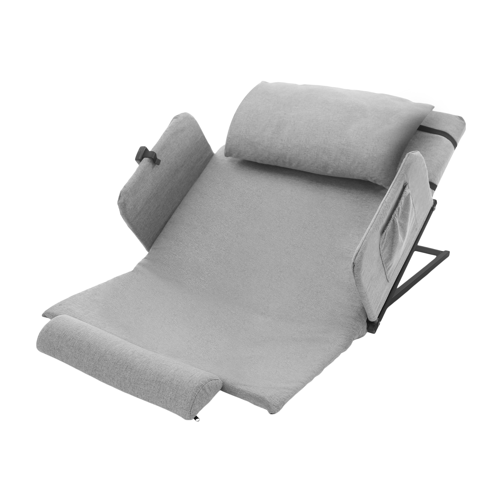 Electric Lifting Adjustable Bed Back Rest, Electric Lift Backrest Bed, Electric Auxiliary Backrest + Fixed armrest (Gray)