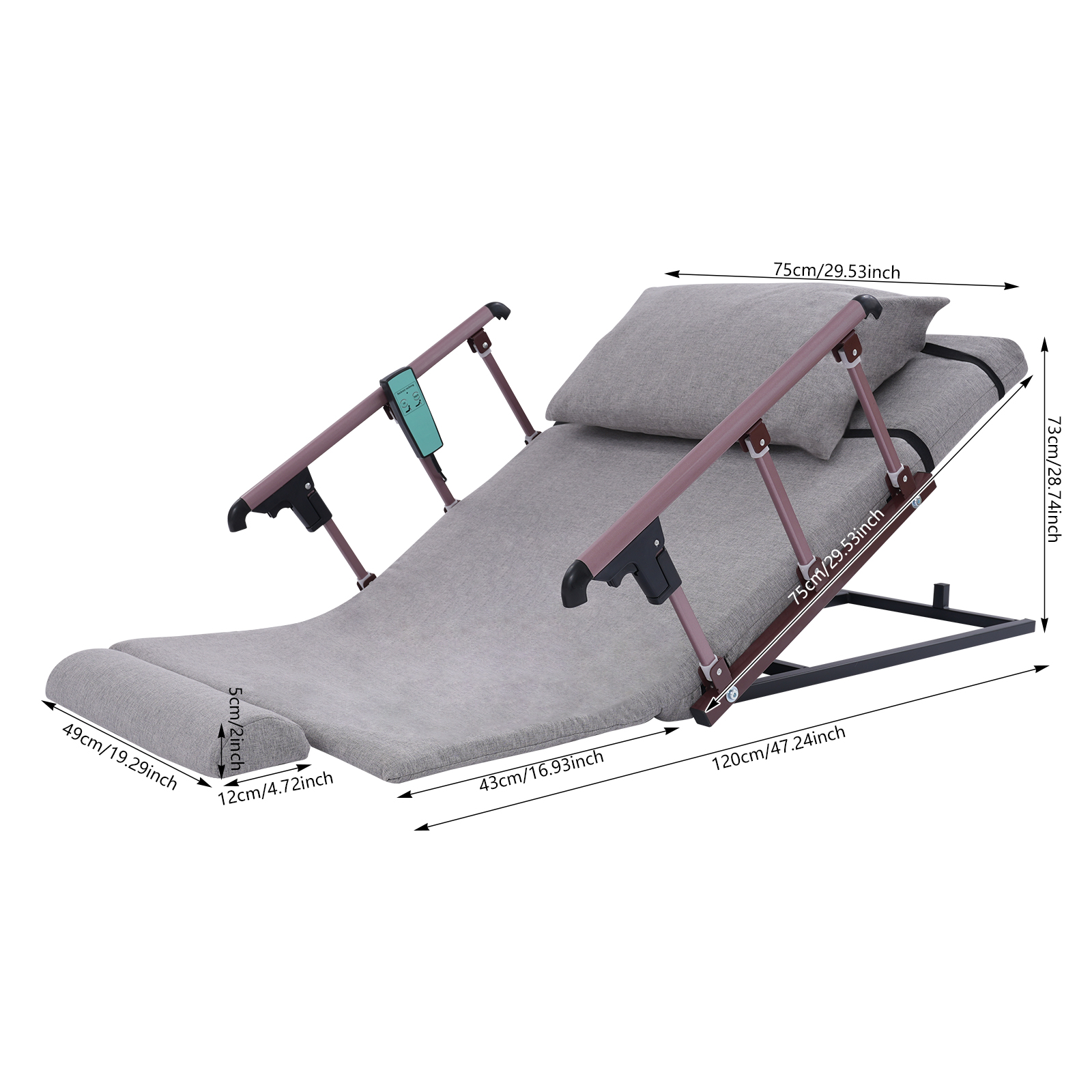 Electric Lifting Backrest, Electric Lifting Bed Backrest, Lifting Bed Backrest for Pregnant Women, Elderly - Gray