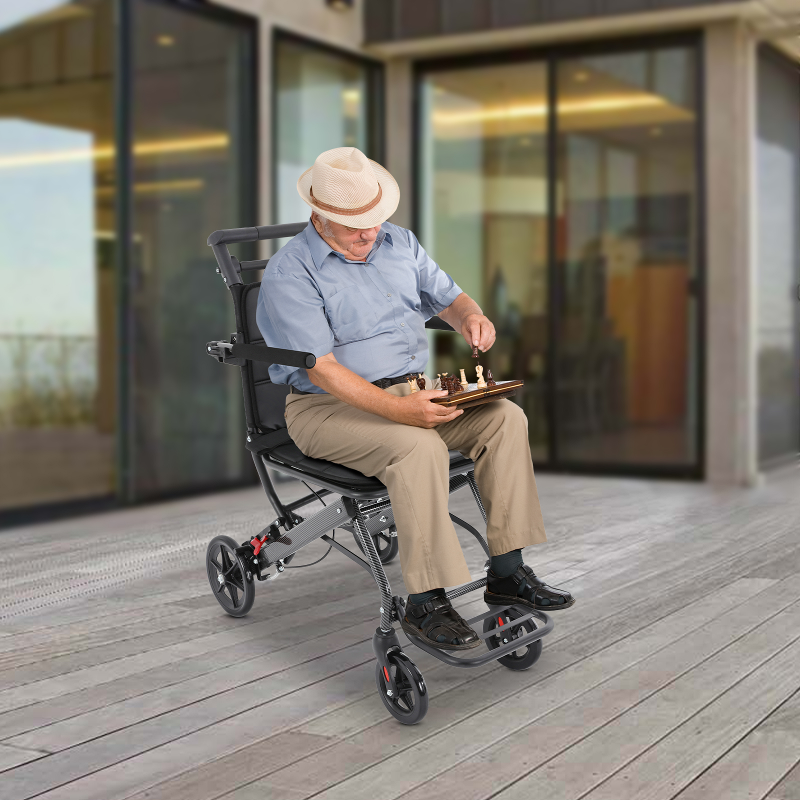 Black Foldable Transport Wheelchair, Portable Traveling Wheelchair, Folding Transport Wheelchair with Storage Bag Black Foldable Transport Wheelchair, Portable Traveling Wheelchair, Folding Transport Wheelchair with Storage Bag